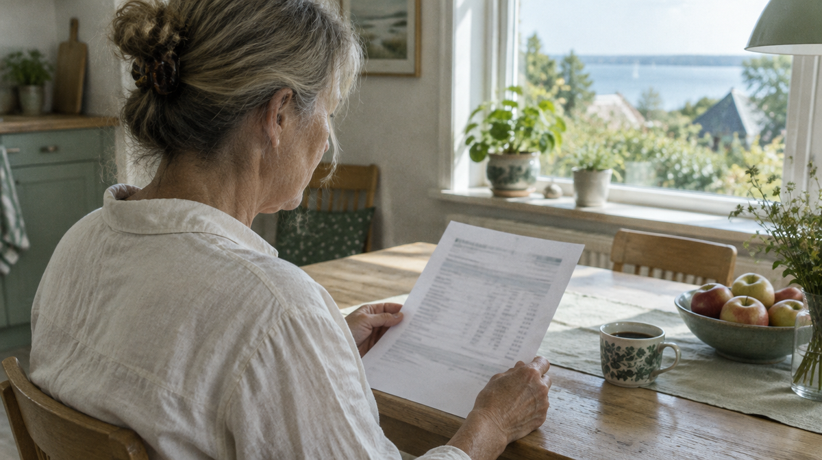 Frau liest am Küchentisch ihren Laborbefund zu Vitamin B12