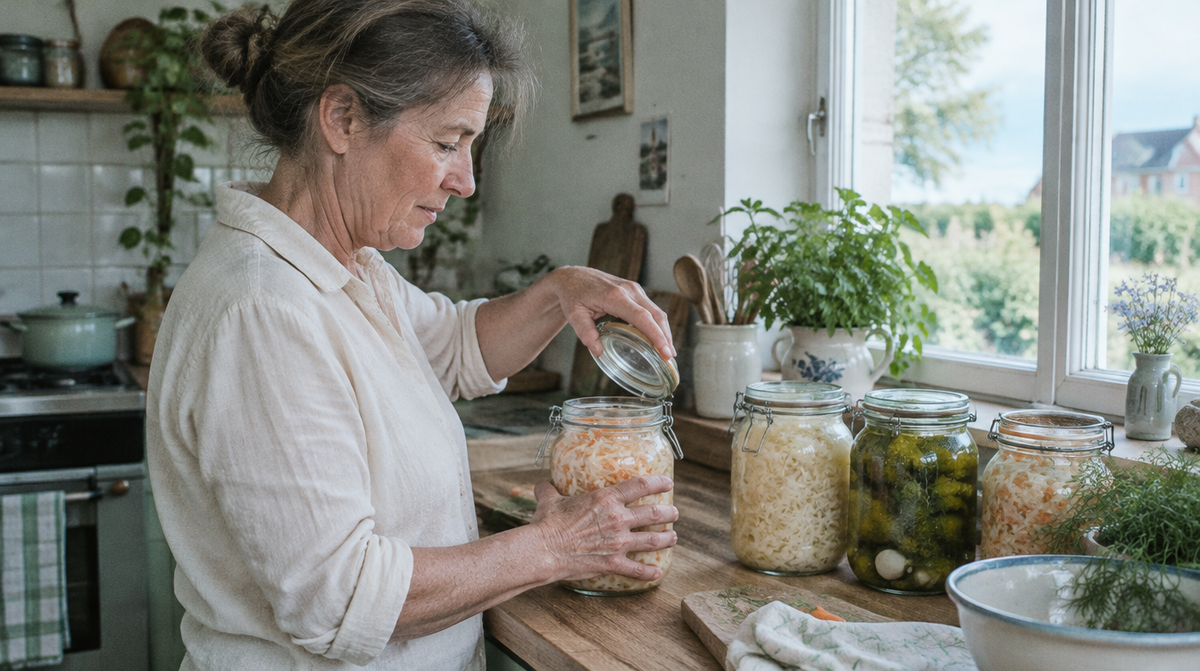 Fermentierte Lebensmittel wie Sauerkraut, Kimchi, Kefir und Joghurt